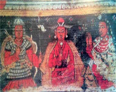 གུ་གེའི་རྒྱལ་རབས་སྐབས་ཀྱི་ལྡེབས་རིས་ལས་མངོན་པའི་ནང་མའི་ཞབས་བྲོ།